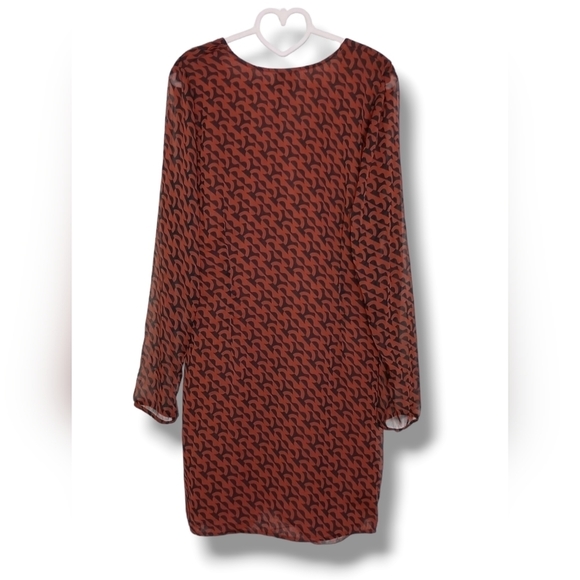 NWT A New Day Long Sleeve Ruched Front Bodycon Dress in Clay/Blk Combo - Picture 5 of 10